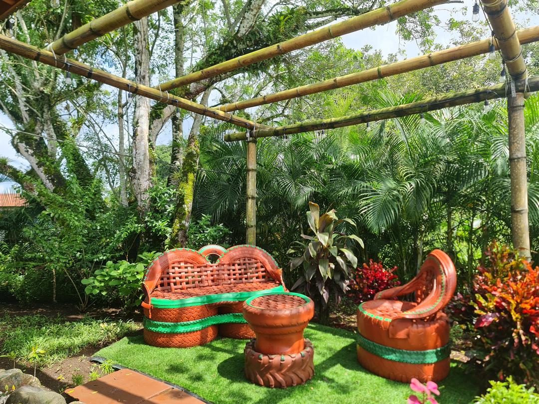 Cabin Eco Container Stone walkway leading to the private entrance of La Fortuna eco-container cabin.