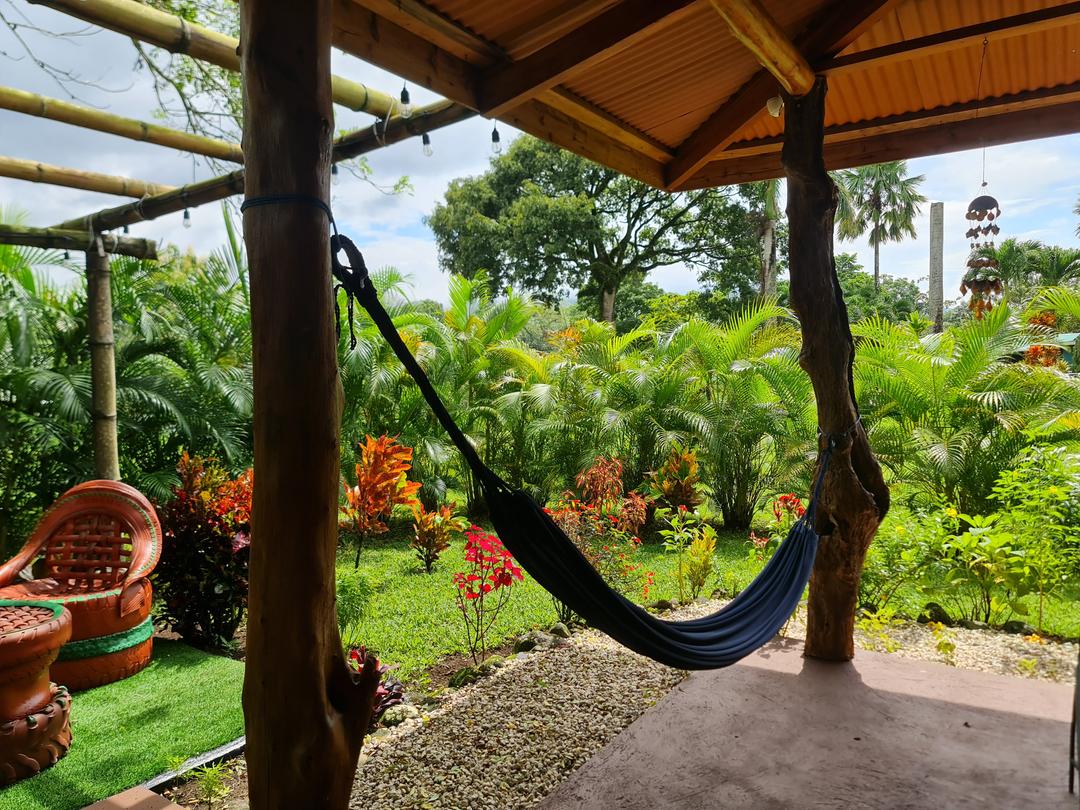Cabin Eco Container Lush greenery surrounding a sustainable eco-container cabin in La Fortuna.